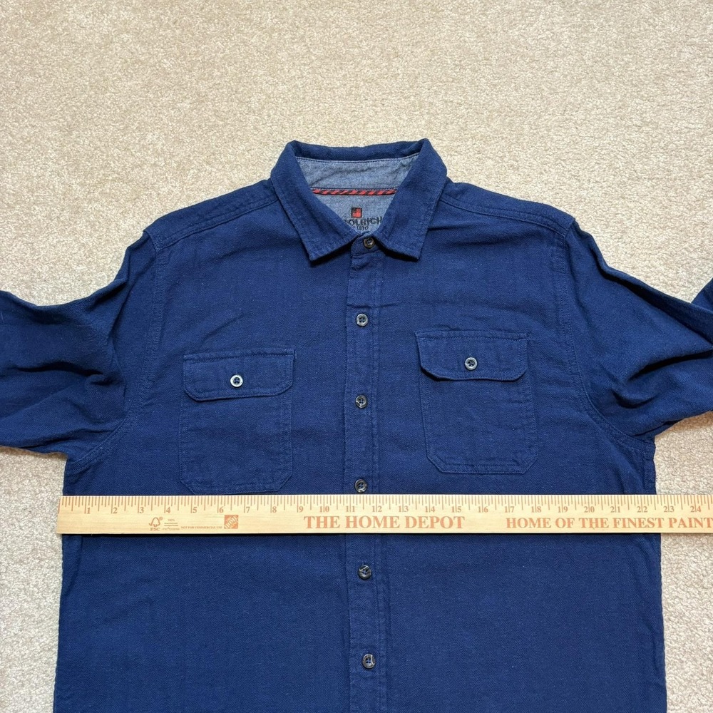 Vtg Woolrich Shirt Mens Large Blue Solid Flannel Button Up Long Sleeve Outdoor - Picture 6 of 8